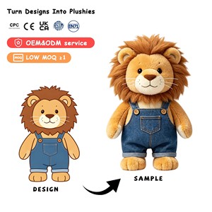 Adorabile Peluche di <span class=keywords><strong>Leone</strong></span> in Salopette di Jeans, Morbido e Soffice Pupazzo di <span class=keywords><strong>Leone</strong></span> Imbottito, Regalo Personalizzato per Bambini - Product Image 1