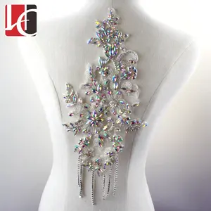 HC-4230 Pakaian Tradisional Kualitas Tinggi Garmen Manik-manik Berlian Imitasi Applique untuk Gaun Pengantin