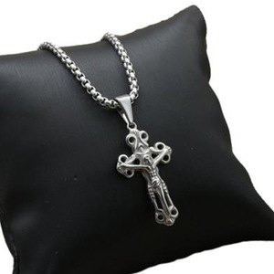 Stainless Steel Cross Pendant With Jesus Figure For Men Punk Style Necklace GF2050 - Product Image 5