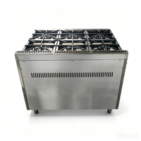 Nouvelle cuisinière à gaz professionnelle 6 brûleurs avec four encastré en acier inoxydable – Équipement de cuisson