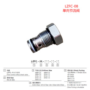 วาล์วควบคุมการไหลแบบทางเดียว Lzfc 08 ขนาด 3/8 นิ้ว สำหรับเครื่องจักรกลวิศวกรรม - Product Image 1