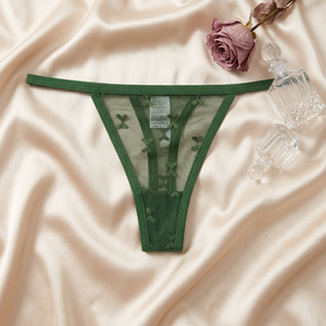 Tanga de malla transparente para mujer, de color sólido, con tirantes finos, cintura baja, sexy, transpirable, transparente, ropa interior tipo G-string para damas, OEM ODM - Product Image 5