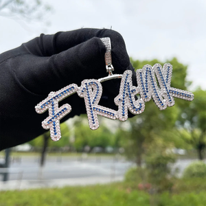 <b>Custom</b> Moissanite Silver Hip Hop Pendant Logo <b>Necklace</b> VVS Diamond Mossanite Letter Moissanite <b>Name</b> Pendant With Iced Out Chain - Product Image 5