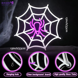 Letrero Luminoso de Neón con Diseño de Telaraña para Halloween, 13 Pulgadas, LED USB, Decoración de Pared para Hogar, Bar, <span class=keywords><strong>Casa</strong></span> Embrujada, Resistente al Agua, para Exteriores, Fiestas Infantiles, Personalizable - Product Image 2