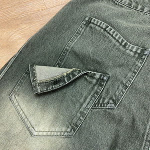 OEM Custom Back Pockets Raw Hem Distressed Vintage Washed Cotton Ripped <b>Jeans</b> Denim Shorts for Men - Product Image 4