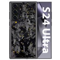 Étuis de luxe en Fiber de carbone pour téléphone portable Samsung S25ULTRA/24 S23 S22Plus comprenant une poignée de téléphone forgée à gros grains taille parfaite