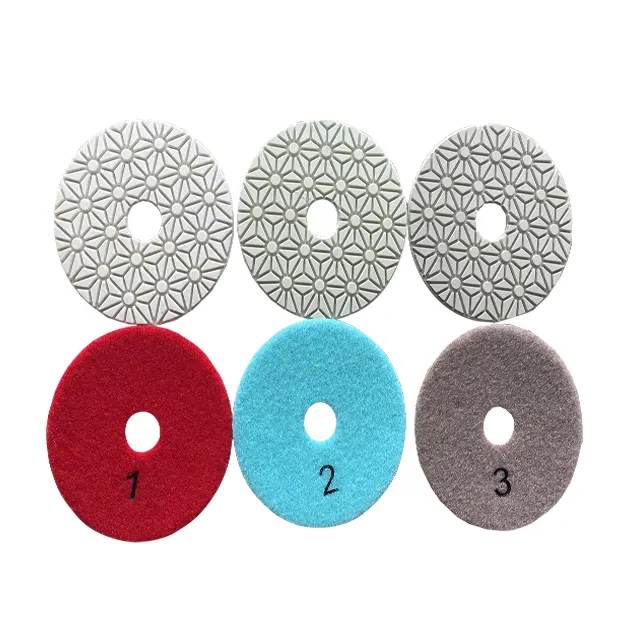 Granite Diamond Polishing Pads Wet Floor Marble 4 Inch Buffing Pads Hand Held Polishing Machine for Angle Grinder 1set (7pcs) /