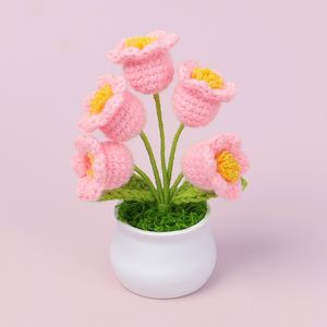 Flores de Lirio de los Valles Tejidas a Crochet Hechas a Mano, Cabezas de Flores Tejidas a Crochet, Decoración de Escritorio para Navidad, Cumpleaños, Regalo - Product Image 3