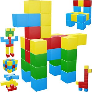 Kubus magnetik kustom mainan blok bangunan magnetik Puzzle magnetik plastik Diy untuk pembelajaran anak-anak - Product Image 2