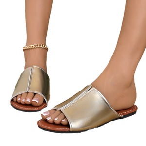 ashion2024 Summer All-match New Style-word Drag Non-slip Womens Shoes Casual Breathable Lightweight <b>Sandals</b> Silver Soft - Product Image 5