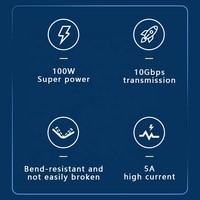 Cable de Carga Rápida USB-C a C en Ángulo Recto de 90 Grados, 5A 100W PD, con Transferencia de Datos USB 3.2 Gen2 de 10Gbps, Inteligente, 1m