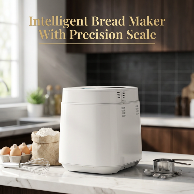 Smart Bread Maker with Scale 15-Hour Delay Timer Dual Auto Dispenser Touch Screen 700W 25 Programs Bread Maker Machine for Home
