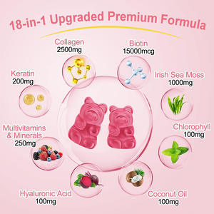 OEM ODM คอลลาเจนเปปไทด์แบบกัมมี่, คอลลาเจนผสมไบโอติน, กรดไฮยาลูโรนิก และวิตามินซี ดี เค2 บี12 เอ อี สำหรับผิว ผม เล็บ - Product Image 2