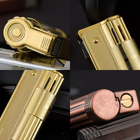 Briquet à gaz butane rechargeable portable vintage en métal coupe-vent avec logo personnalisé pour le camping