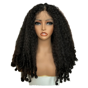 Perruque synthétique tressée style Yaki sans colle 13x4x1 transparente <span class=keywords><strong>pour</strong></span> femmes noires, avec dentelle suisse frontale - Product Image 1