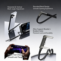 Support de téléphone avec câble de charge rapide 240W et support métallique pliable, câble de données Type C pour appareils mobiles intelligents