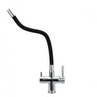 Robinet de cuisine russe chromé, rotatif à 360 degrés, 3 voies, mitigeur eau chaude et froide, douchette extractible, eau potable filtrée, à poser sur comptoir