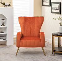 Fauteuil d'appoint en velours au design moderne et luxueux, pieds en métal doré, chaise individuelle confortable pour salon, salle à manger, maison
