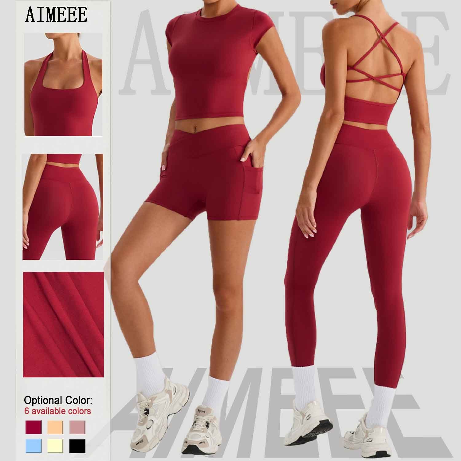 Women's Fitness Clothing Naked Sensation High-waisted Crossed Outer Pocket Quick-drying Running Workout Yogo Gym Sport Set Women