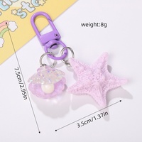 Porte-clés en plastique multicolore avec perles, motif étoile de mer et pois, pour sac de fille, cadeau original