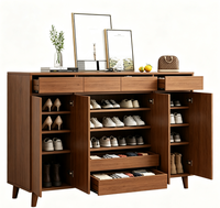 Meuble à chaussures moderne en bois, grande capacité, pour salon, avec 4 tiroirs supérieurs, étagères et fond ouvert, facile à assembler