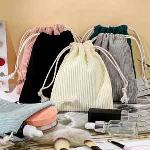 6pcs <b>Makeup</b> Pouch Soft Corduroy <b>Drawstring</b> Cosmetic <b>Bag</b> for Jewelry and <b>Makeup</b> Compact Travel Organizer - Product Image 3