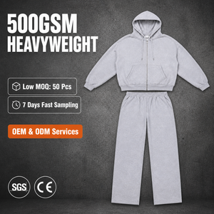 Ensemble sweat à capuche et pantalon de survêtement OEM personnalisé 450 g/m² – Survêtement streetwear ample et oversize pour hommes et femmes – Fabricant de tenues de sport - Product Image 1