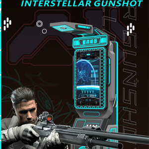 Machine de jeu de tir à la réalité virtuelle 9D pour usage domestique, scolaire et commercial - Simulateur Gatling en fibre de verre et simulateur de cinéma VR de guerre avec armes - Product Image 2