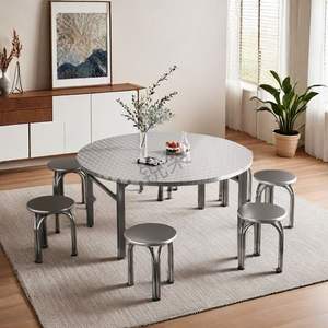 Mesa Plegable Redonda Rústica de Acero Inoxidable 304 para Restaurante, Ligera y Duradera, con Superficie Metálica, para Uso en Interiores y Exteriores - Product Image 5