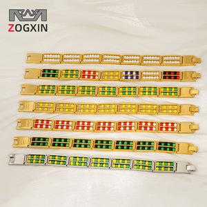 Zogxin Double Row Natural Stone Bead <b>Bracelet</b> Gold Titanium Steel Unisex Jewelry Gift <b>Bracelet</b> - Product Image 1
