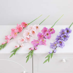 Gladiolus artificiel Ruilisi en soie violette, tige unique, 8 têtes, pour décoration de mariage et accessoires de photographie - Product Image 3