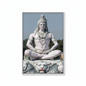 Printed <b>Canvas</b>: Abstract Hindu Art, Shiva Statue <b>Wall</b> Decor,WHITE FRAMED <b>CANVAS</b> - Product Image 2