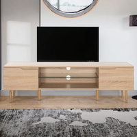 Meuble TV haut en chêne jaune, style rustique moderne et personnalisable, avec pieds, pour salon