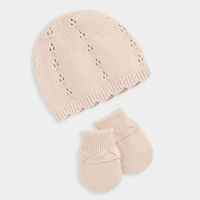 Conjunto de gorro y manoplas de punto de bebé de algodón 100%, accesorios bonitos y suaves