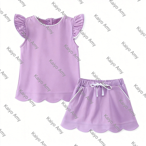 Conjuntos de Ropa para Niñas, Conjuntos de <span class=keywords><strong>Verano</strong></span> de 2 Piezas para Bebés con Mangas con Volantes, Top y Falda con Volantes - Product Image 5