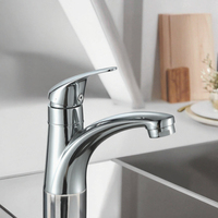 Robinet de lavabo moderne monocommande en alliage de zinc chromé, eau chaude/froide, à poser sur le comptoir, avec cartouche céramique