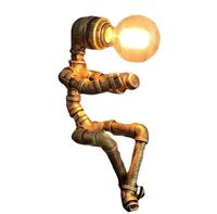 Lámpara de Mesa de Tubo de Hierro LED Estilo Steampunk, Luz de Tubo de Agua de Hierro Vintage Industrial, Lámpara de Mesa Retro de Tubo de Agua para Bar Restaurante