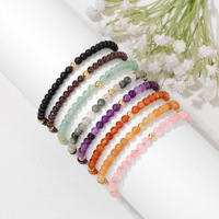 Bracelet extensible en perles de pierres de naissance de 4 mm pour femmes, perles dorées, style campus simple, cadeau d'amitié