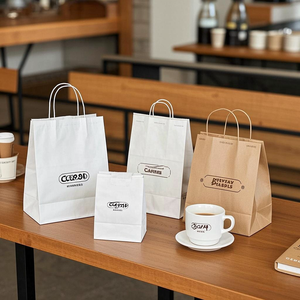 Custom Printed Kraft Paper Carrier <strong>Bags</strong> for Food Takeout, Portable &amp; Durable - Product Image 2