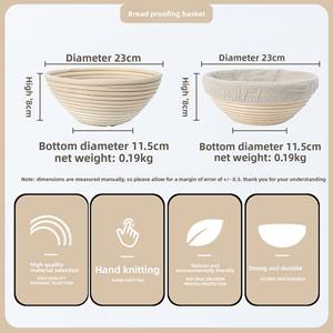 <span class=keywords><strong>Cesta</strong></span> <span class=keywords><strong>de</strong></span> Fermentación <span class=keywords><strong>de</strong></span> Ratán Natural Indonesio para Pan <span class=keywords><strong>de</strong></span> Levadura, Tejida a Mano, Redonda <span class=keywords><strong>de</strong></span> 23 cm con Cubierta <span class=keywords><strong>de</strong></span> Tela <span class=keywords><strong>de</strong></span> Algodón y Lino - Product Image 4