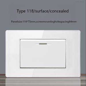 Interruptor de pared con panel blanco, estándar europeo, estadounidense y brasileño, de seguridad, de 1, 2 o 3 botones. - Product Image 2