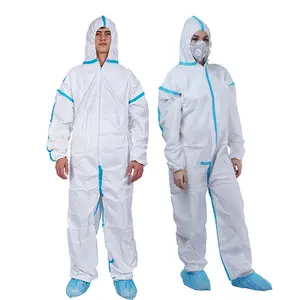 Ce ISO loại 5 6 công nghiệp chống tĩnh không thấm nước hóa chất SMS microporous dùng một lần Coverall phù hợp với Y Tế Bảo vệ quần áo