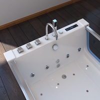 Baignoire à bulles de massage de luxe en acrylique autoportante double pour deux adultes, baignoire à remous moderne, relaxation, hydromassage, 1,8 m