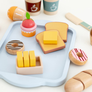 Enfants en bois Simulation Western Dessert cuisson petite cuisine jouet vaisselle semblant jeu de rôle boîte-cadeau cuisine jouet cuisson amusant - Product Image 2