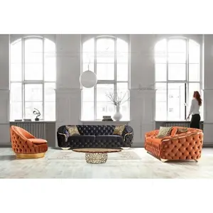 Versa bel sedile nero sedile in velluto divano in tessuto casa divani morbidi de divano di lusso divano Chesterfield mobili soggiorno