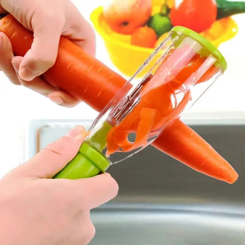 2023 New Peeler with container Stainless steel blade,Both fruits and vegetables are suitable Premium Swivel Vegetable Peeler