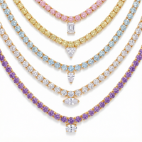 Collier tennis Gaovo Premium Macaron entièrement pavé, minimaliste, en acier inoxydable, polyvalent, pour le quotidien, bijoux de mode pour femmes