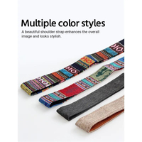 Sangle de cou/épaule réglable en coton, cuir et nylon, style ethnique coloré, anti-perte, confortable et détachable pour appareil photo