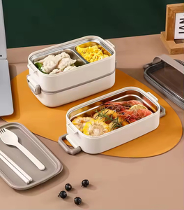 Boîte à bento en acier inoxydable, anti-fuite, compatible micro-ondes, écologique, portable, à trois niveaux, pour enfants et adultes - Product Image 2
