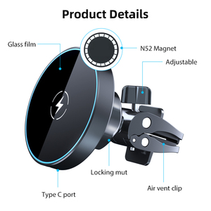 Support magnétique pour téléphone <span class=keywords><strong>de</strong></span> voiture avec charge sans fil rapide 15W, 360° °   Support <span class=keywords><strong>de</strong></span> chargeur rotatif pour téléphones <span class=keywords><strong>iPhone</strong></span> et Android - Product Image 1